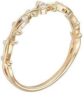 Amazon | [ステラ.ジェイ] ダイヤモンド リーフモチーフ リング