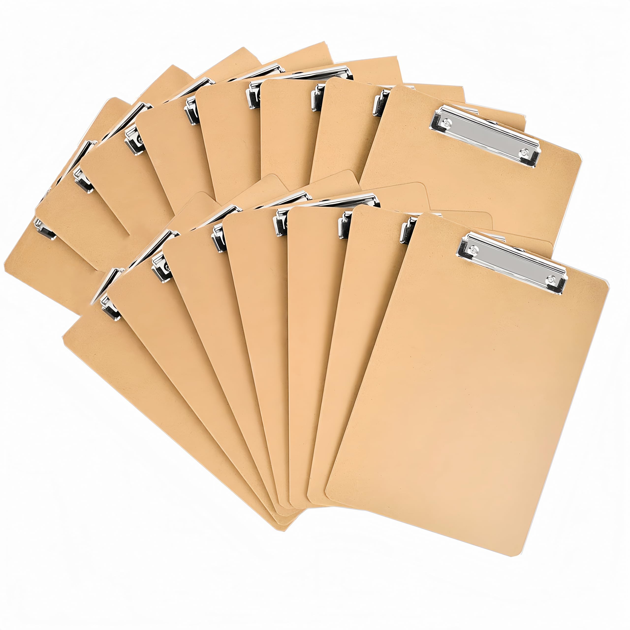 View 1 of 15 Pack Clipboard 9 x 12.5 Letter Size Clip Boards Bulk, A4 Wooden Hardboard Office Clipboards for Classroom, Work-Meetings, Brown