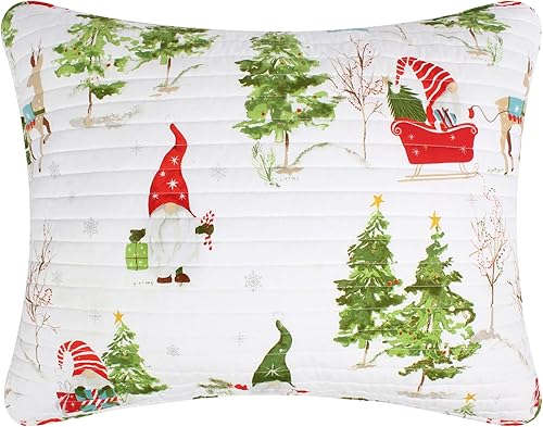 Miniatura 7 de Levtex Home Merry & Bright Collection - Manta de bosque de gnomos, gnomos de Navidad, rojo, verde y blanco, manta navideña de 50 x 60 pulgadas,