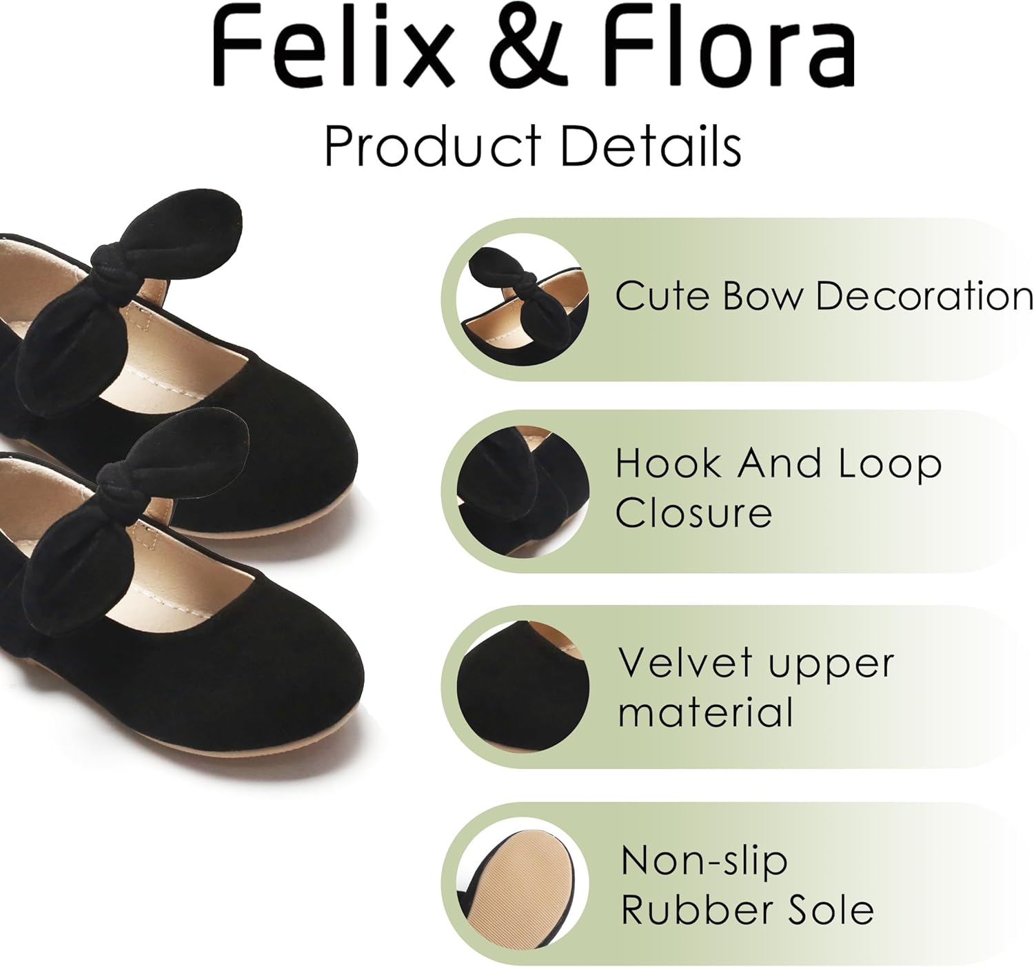 Felix & Flora Toddler Flower Girl Dress Shoes - Girl Ballet Flats Party School Shoes Wedding - Image 4