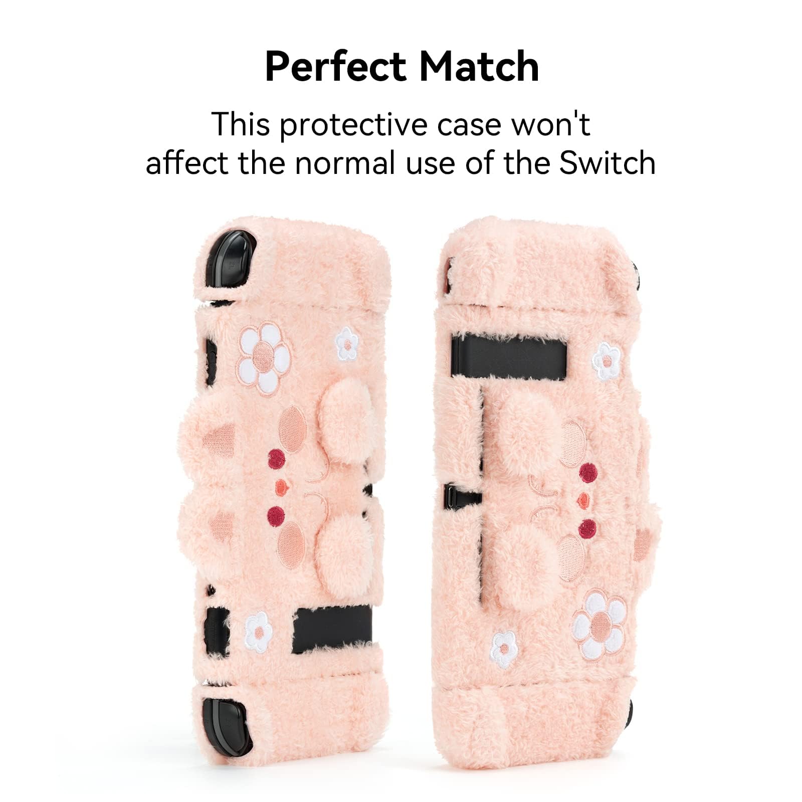 GeekShare Coque de Protection en Peluche Mignonne Compatible avec Switch et Joy Con - Absorption des Chocs et Anti-Rayures - Lapin en Peluche
