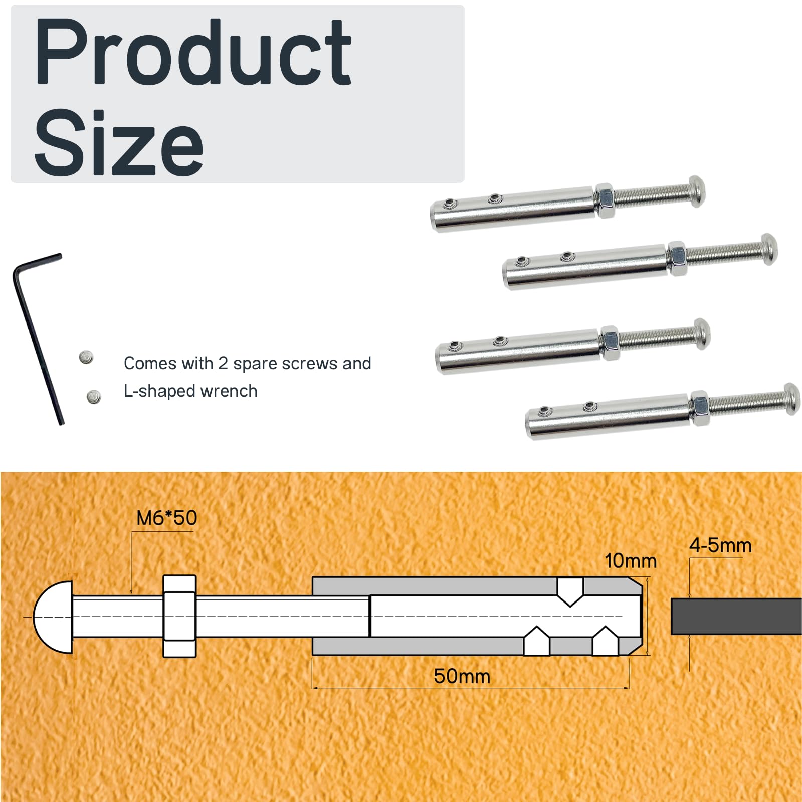 4 Stück Seilspanner Edelstahl 304 - Drahtseilterminal Für 4-6mm Seile Mit Gewindestiften