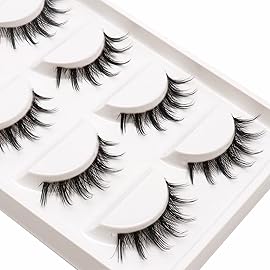 Veleasha Manga Lashes Spiky False Eyelashes 100% Handmade Eyelashes Natural Look Fake Lashes Lightweight Lashes with Soft Clear Band 5 Pairs Pack (009)