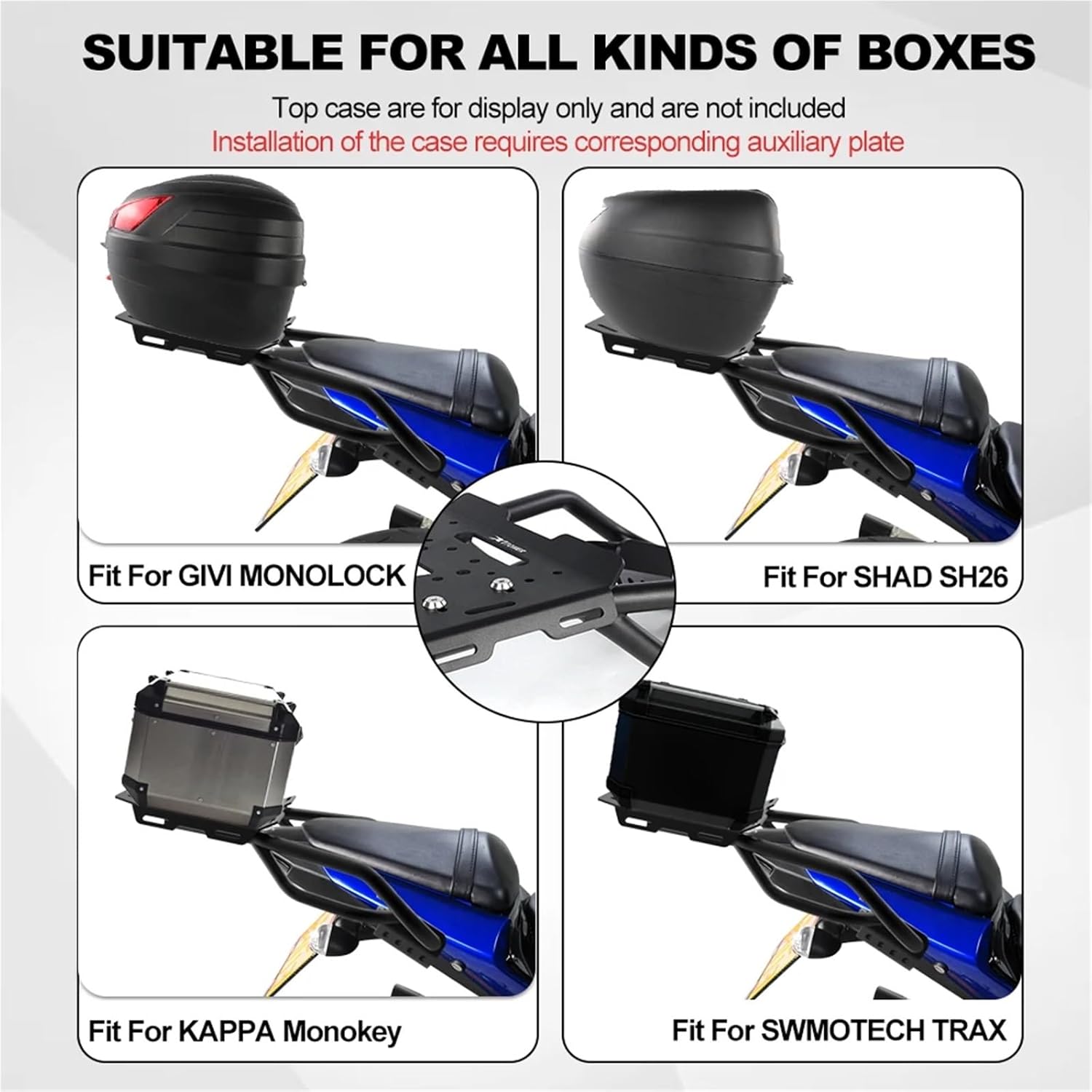 Replacement Fit for Yamaha YZF-R3 YZF-R25 MT-25 MT-03 2015-2023 2025 Motorcycle Rear Luggage Rack Carrier Shelf Cargo Holder Support Bracket