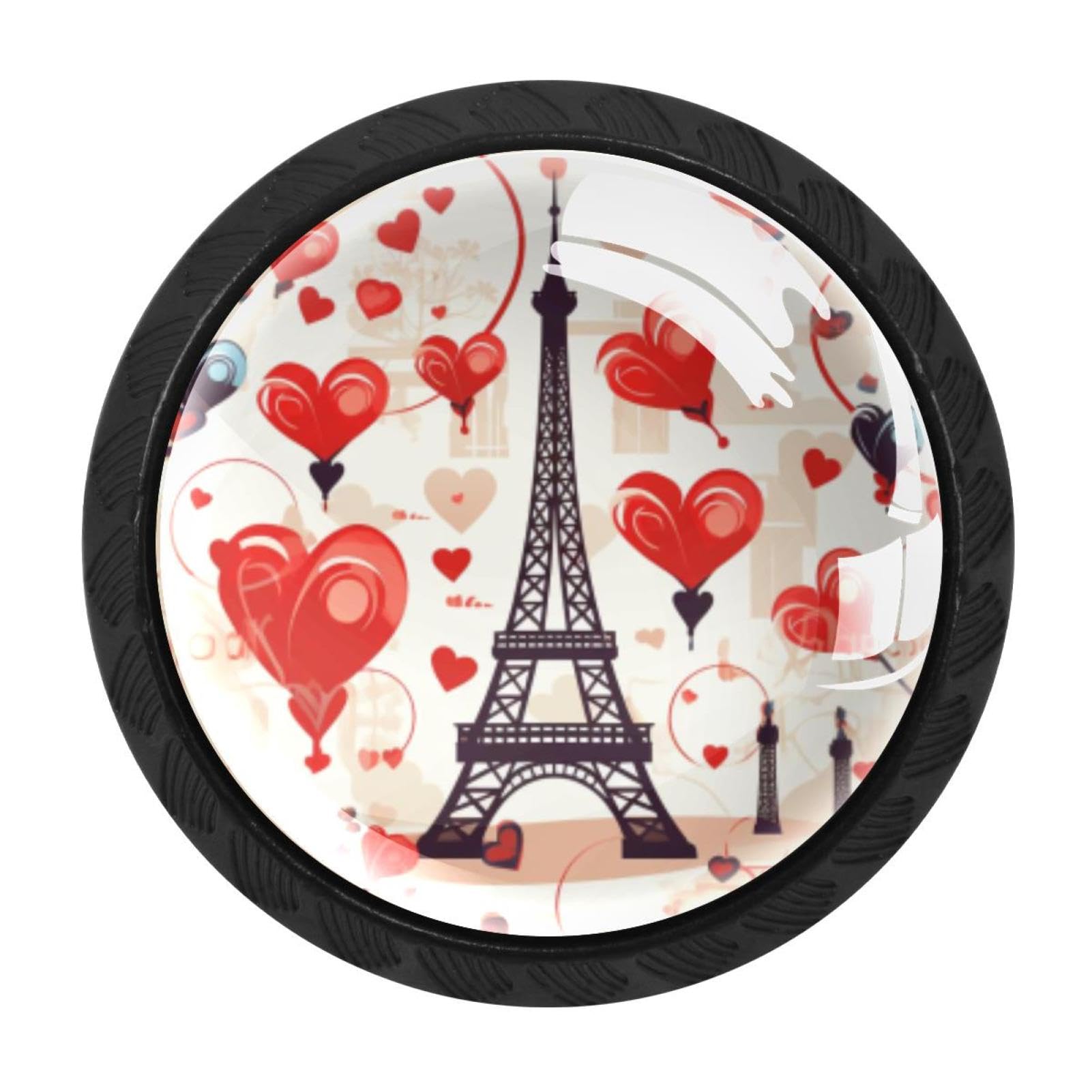 Chenzzzz Multicolored 09 4 Pack Eiffel Tower Valentine's Day Kitchen Cabinet Knobs Drawer Knobs Dresser Knobs Matte Black Zinc Knobs Drawer Pulls Door Knobs Dresser Drawer Handles Knobs For Dresser Drawers