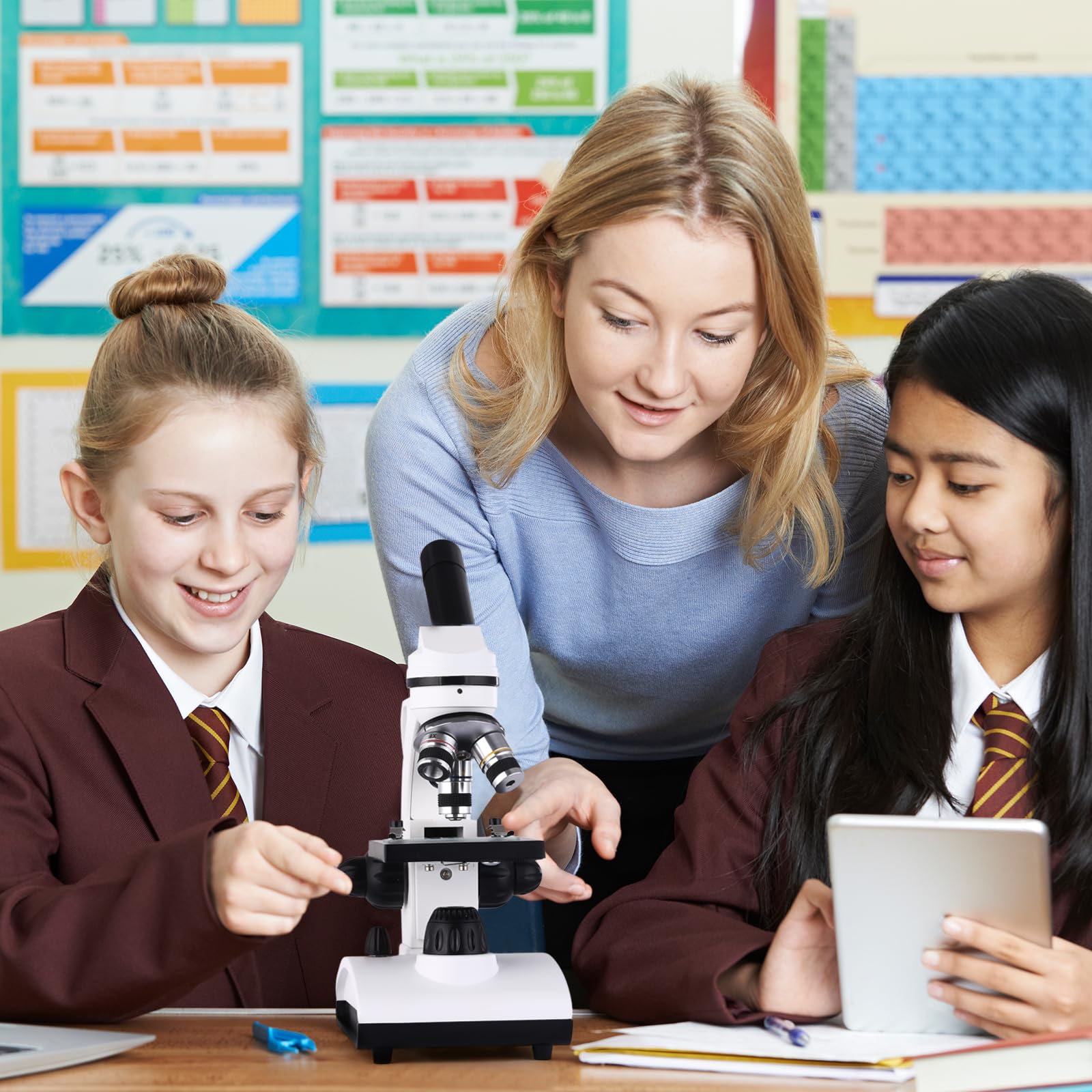 Microscopio Profesional para Adultos con Adaptador de Teléfono, Juego de Portaobjetos de Microscopio para Laboratorio Escolar, Hogar, Investigación Científica Biológica