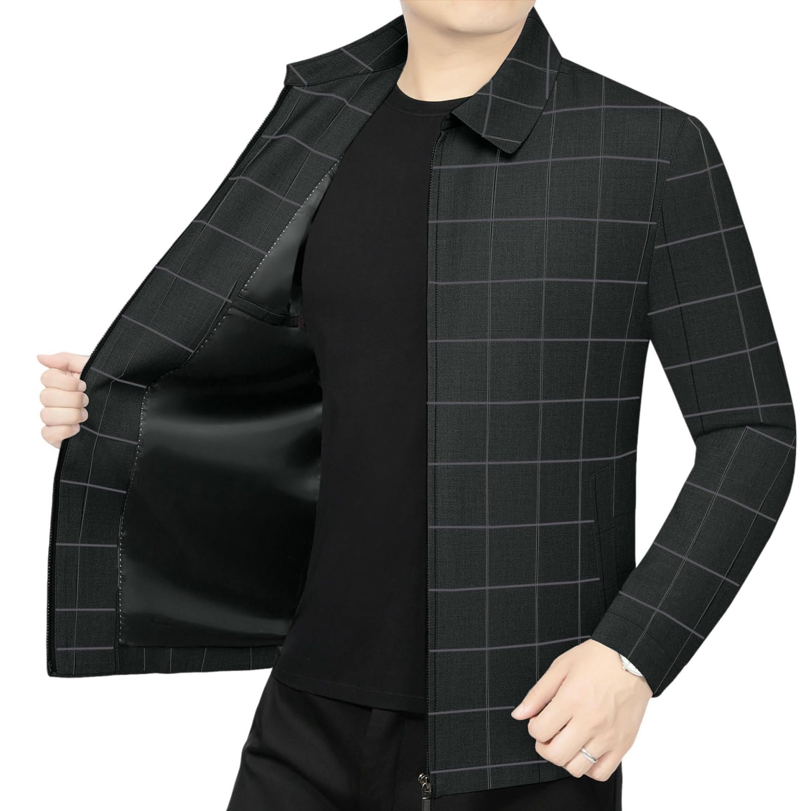 Veste de printemps mi-longue homme à col carré veste fine casual - 6