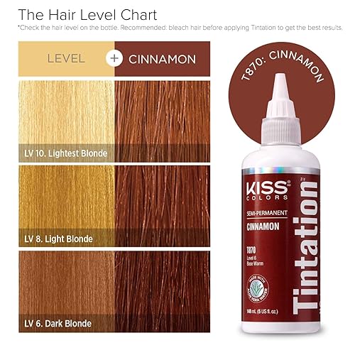 Vista 136 de Kiss Tintation Tratamiento de color semi-permanente para el cabello, 5.0 US fl oz (148 ml), rojo oscuro (Red Velvet)