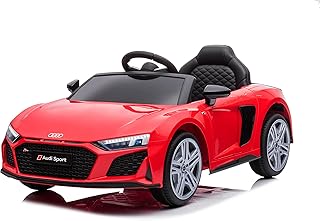 Baroni Home Voiture électrique pour Enfants Audi R8 Sport, 12V avec MP3, Voiture télécommandée en Option, siège en Cuir écologique, Portes ouvrantes, Vitesse 3-5 km/h, avec télécommande, Rouge