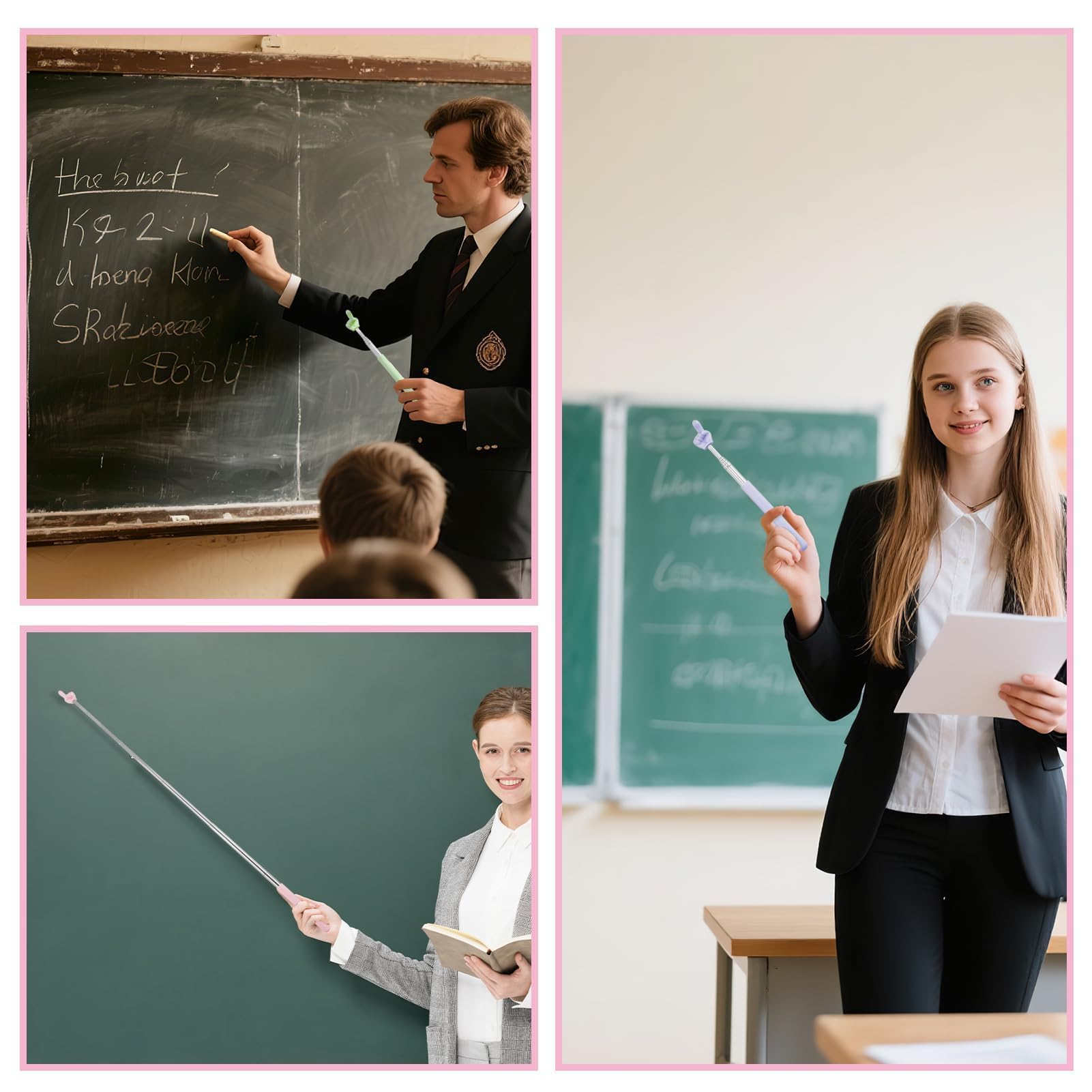 Pointeurs Rétractables Couleurs jusqu'à 68 cm pour Enseignants Salle de Classe