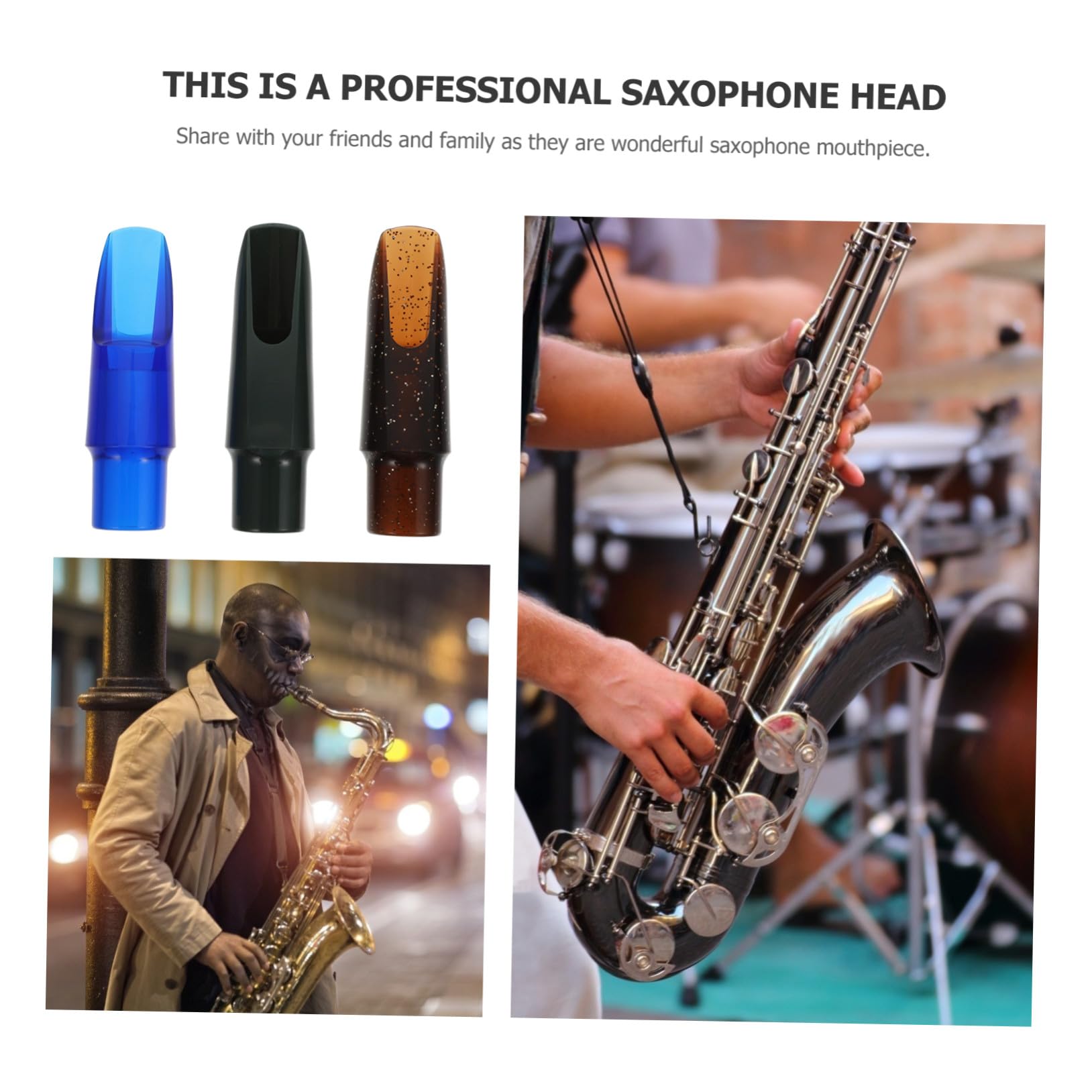 VICASKY Kunststoff Saxophonmundstücke Zufällige Farbe mit Reinem Klang und Reduziertem Atemverlust 3 Stück Praktisches Altsaxophon Zubehör für Einfachen Austausch für Altsaxophon