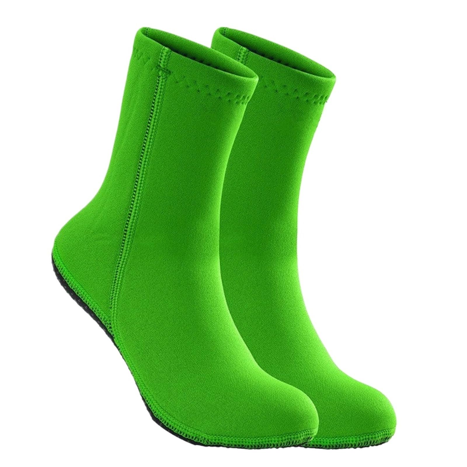 Calzini in Neoprene Calzini da sub for adulti e bambini, in neoprene 3,0 mm, termici, antifreddo, antiscivolo, for pesca subacquea, snorkeling, nuoto, spiaggia(Green,XS(old))