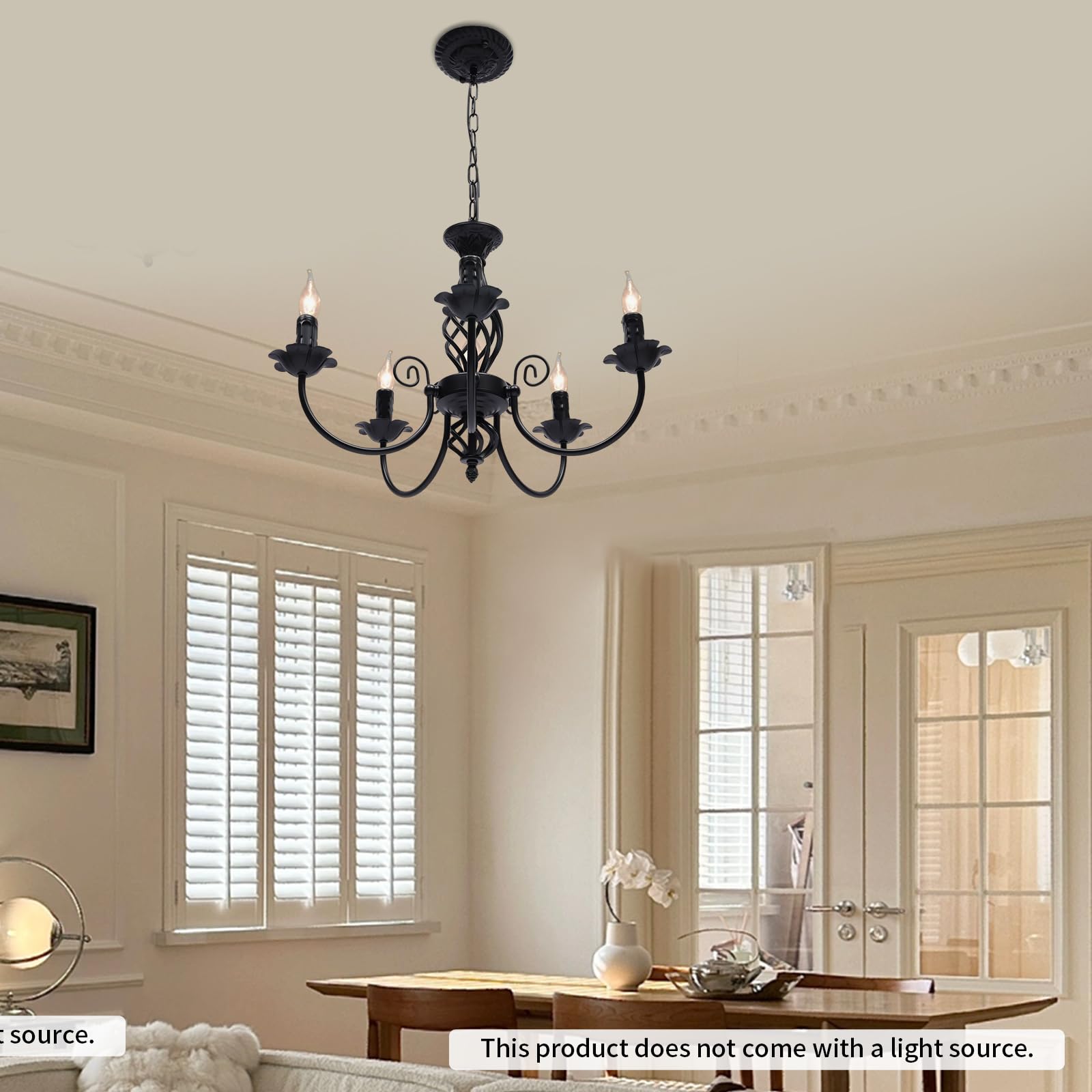 Lampada da soffitto retrò a 5 luci, in robusto ferro, stile antico, con catena regolabile in altezza, perfetta per camera da letto, cucina e ingresso, 220 V, per una casa elegante