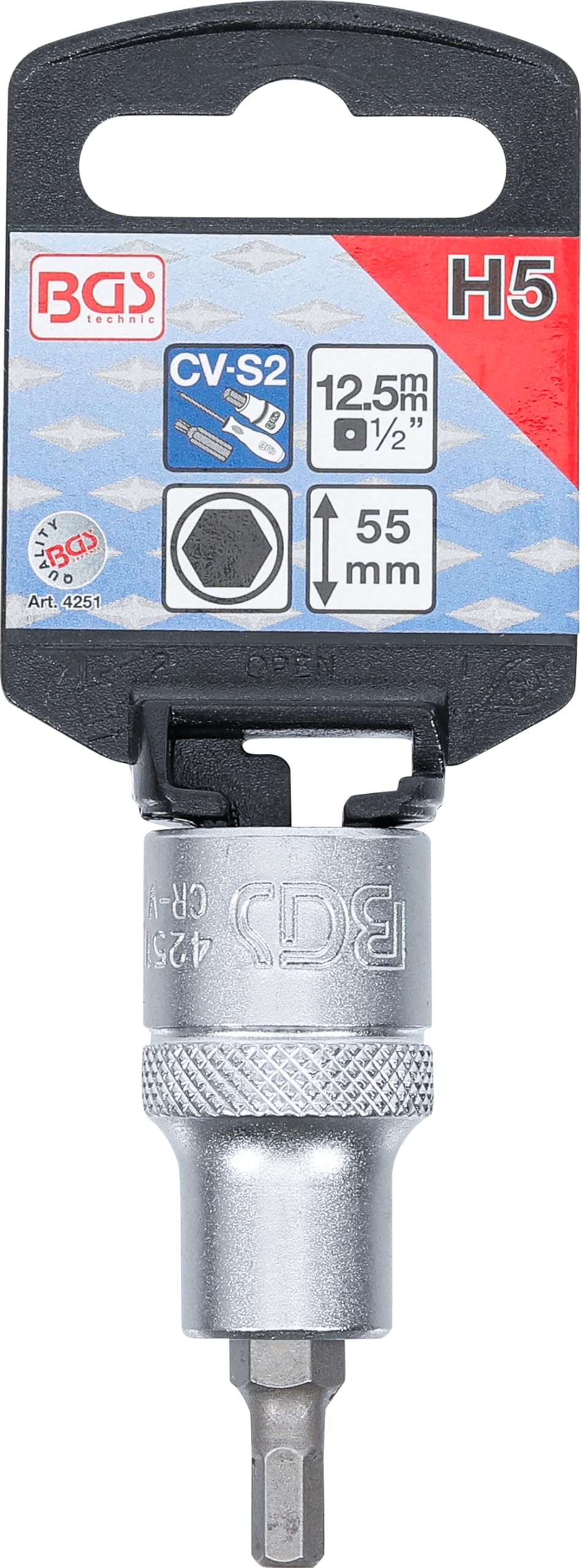 BGS 4251 | Bit-Einsatz | 12,5 mm (1/2") | Innensechskant 5 mm – Ansicht 3