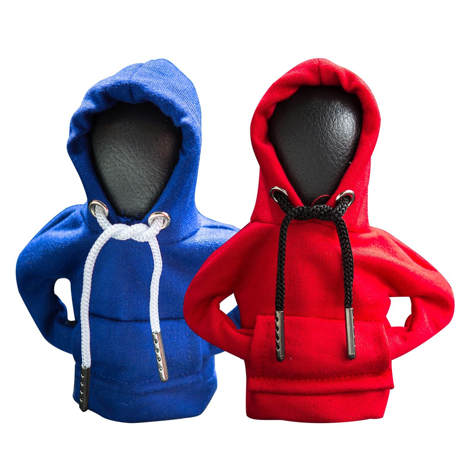 2Pcs Gear Shift Hoodie,Car Shift Knob Hoodie,Funny Car Gear Shift Cover,Automotive Interior Accessories and Decorations（Blue and Red）