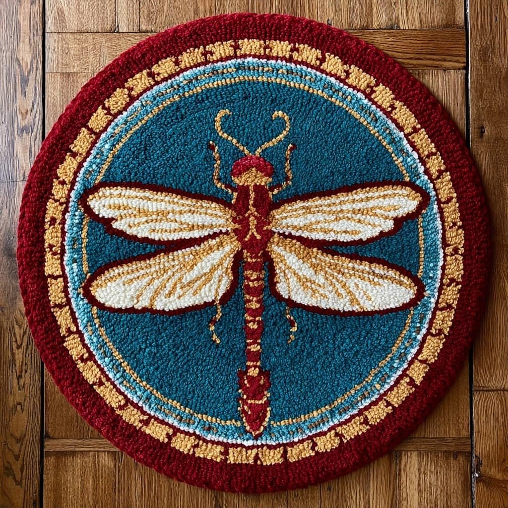 Ambattery Latch Hook Rug Kits-F Latch Hook Kits For Adults,Rug Making Kit,Animal Dragonfly