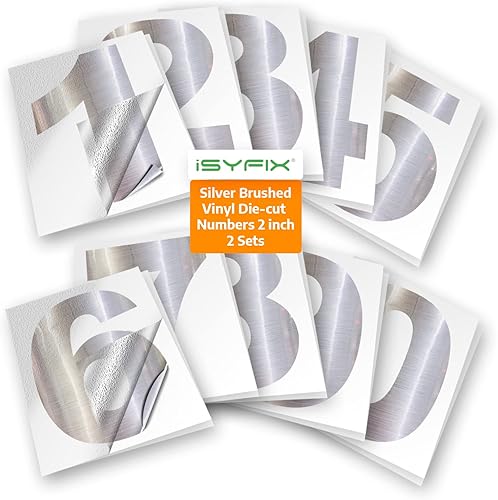 Vista 90 de iSYFIX - 2 juegos de calcomanías de números de 4 pulgadas, calcomanías de vinilo de alta calidad troqueladas y precortadas para buzón, ventanas, Oro