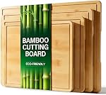 Zarler Planches de coupe de bambou pour cuisine, 4 Planche de coupe en bois durable avec rainures et poignées de jus, ensemble de planche à découper en bois pour la préparation des repas, XL Taille, cadeau de cuisine idéal
