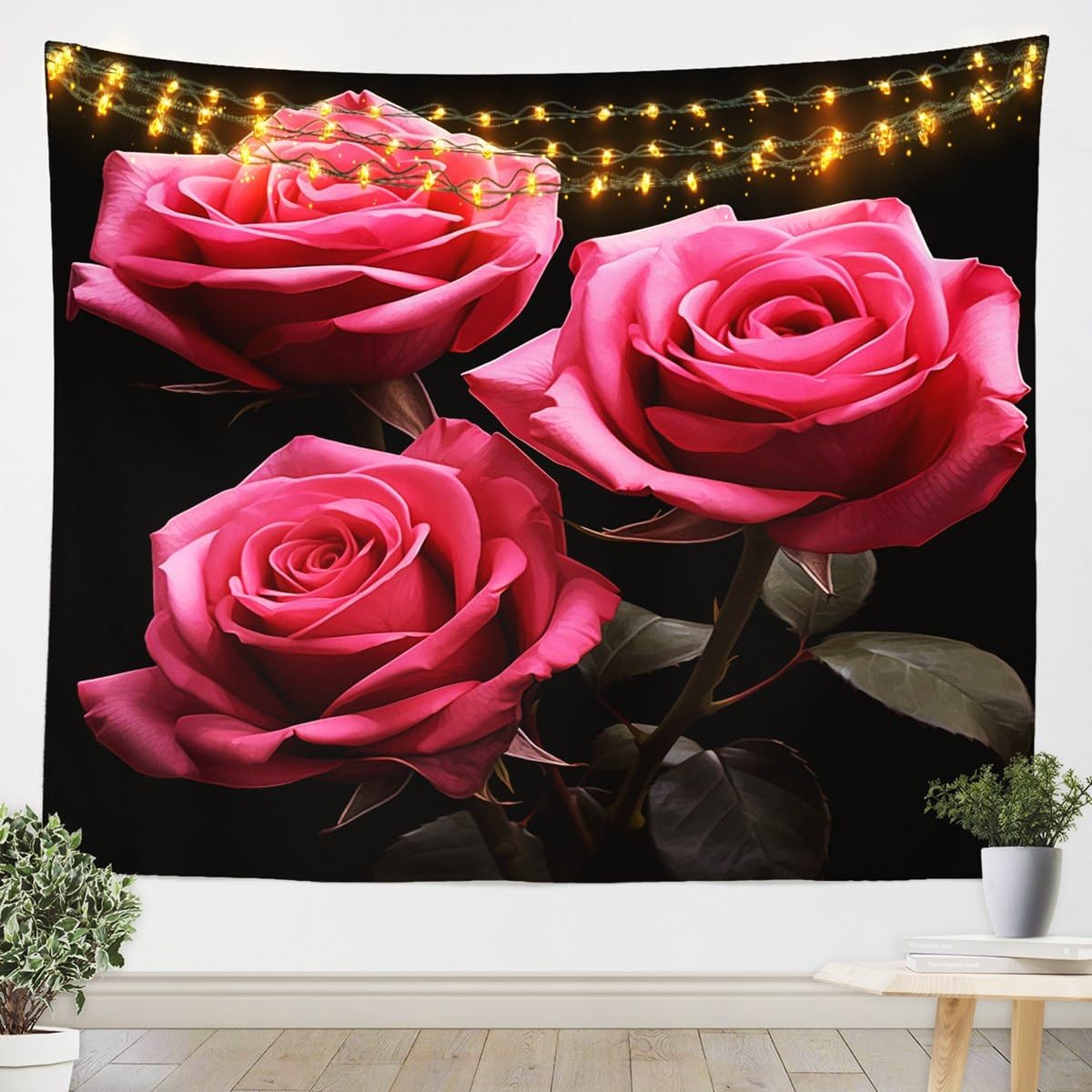 Feelyou Floral Wall Hanging Purple Rose Wall Blanket for Kids Adults Couple Lover Romantic Flowers Pattern Tapestry Nature Garden Theme Art Decor for Bedroom Living Room Room Decor Xlarge 70x92
