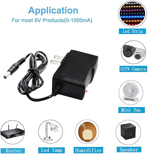 Miniatura 3 de Adaptador de fuente de alimentación de 5V 1A DC Cable de alimentación de 5 V 5 W 5 V Adaptador universal de CACC AC 100V-240V a DC 5 voltios 1Amp