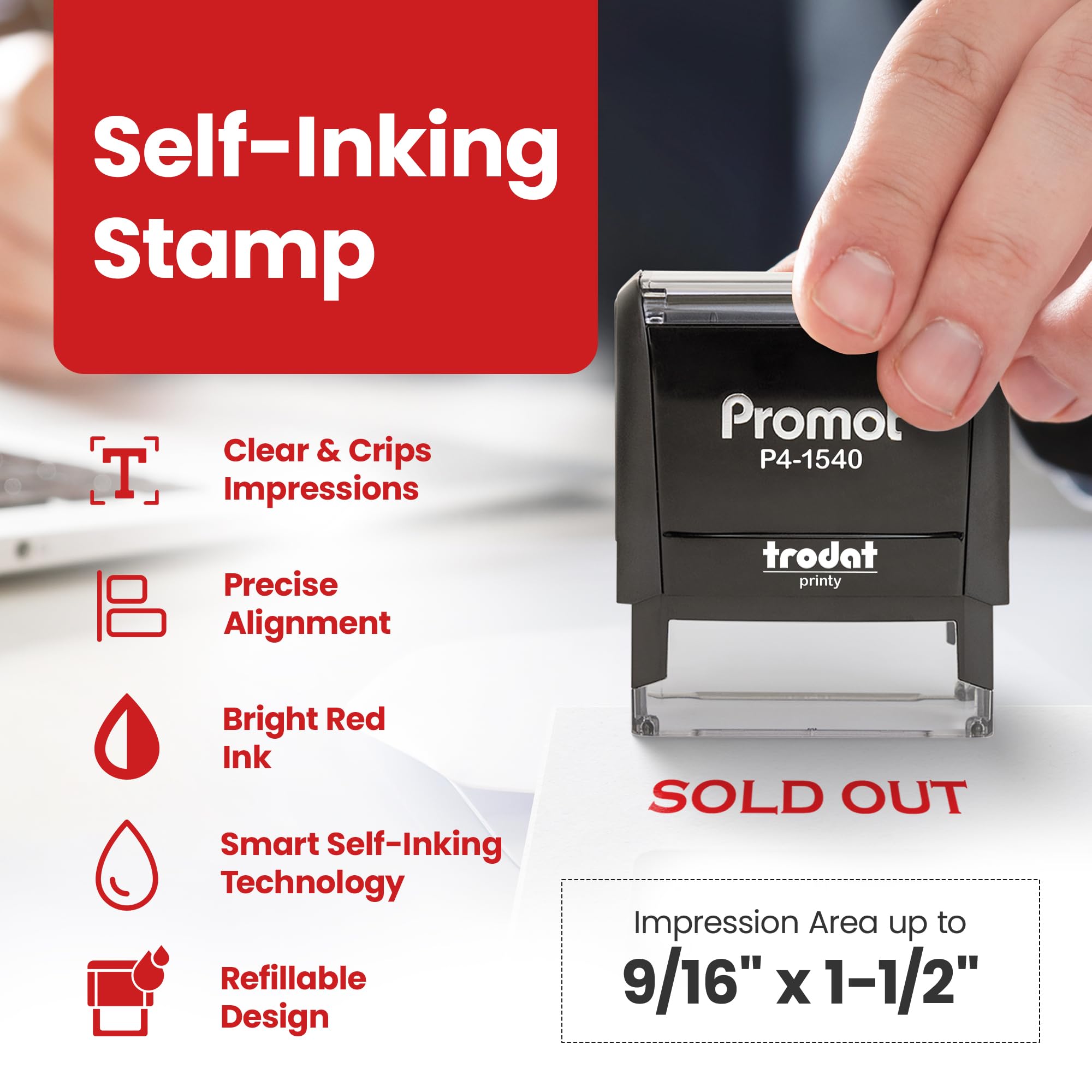 Promot Sellador de goma autoentintable, sellos de tinta