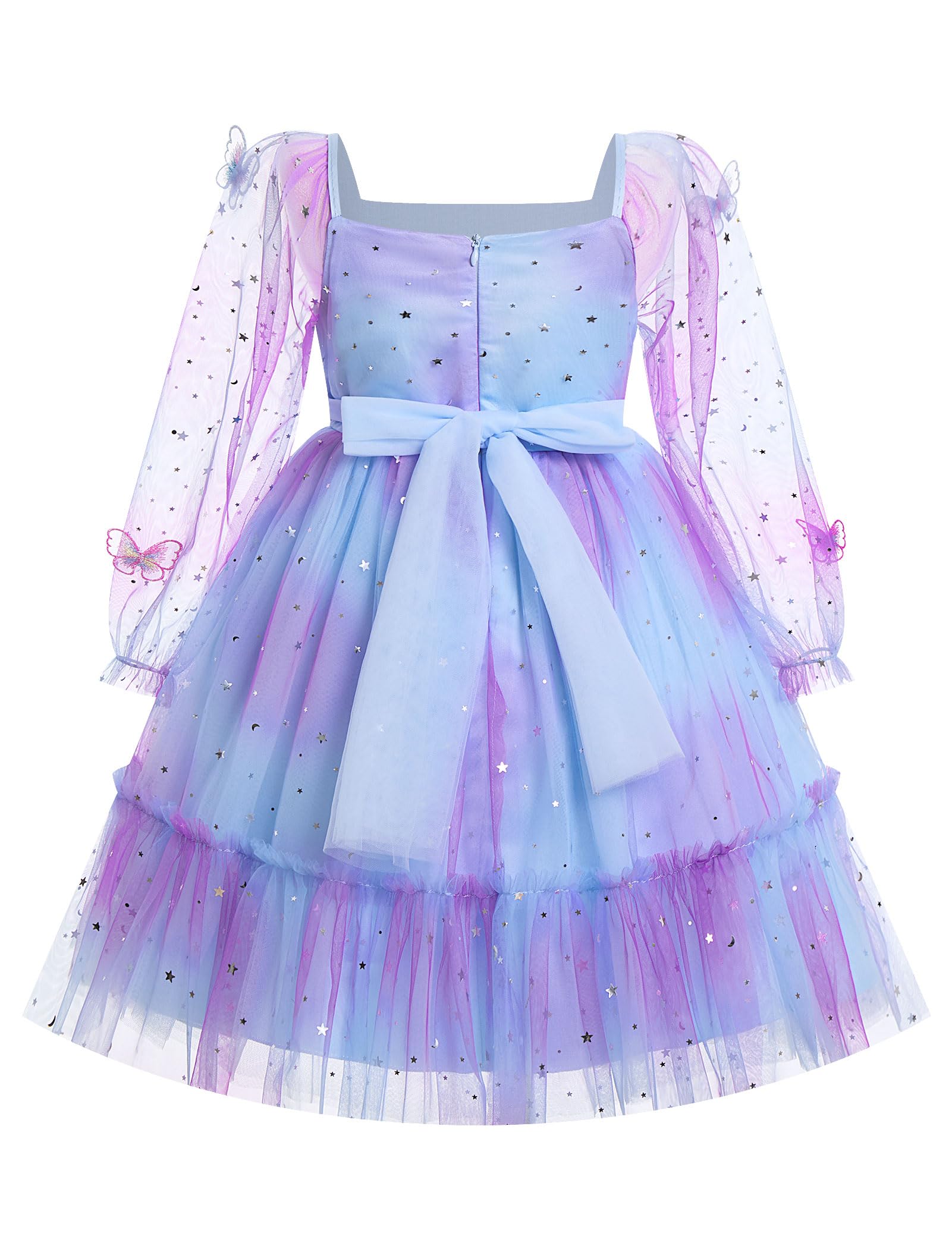 IDOPIP Kleinkind Baby Mädchen Kleider Lange Puffärmel Festzug Mesh Tutu Kleid Säugling Hochzeit Taufe Fotoshooting Tüll Kleid