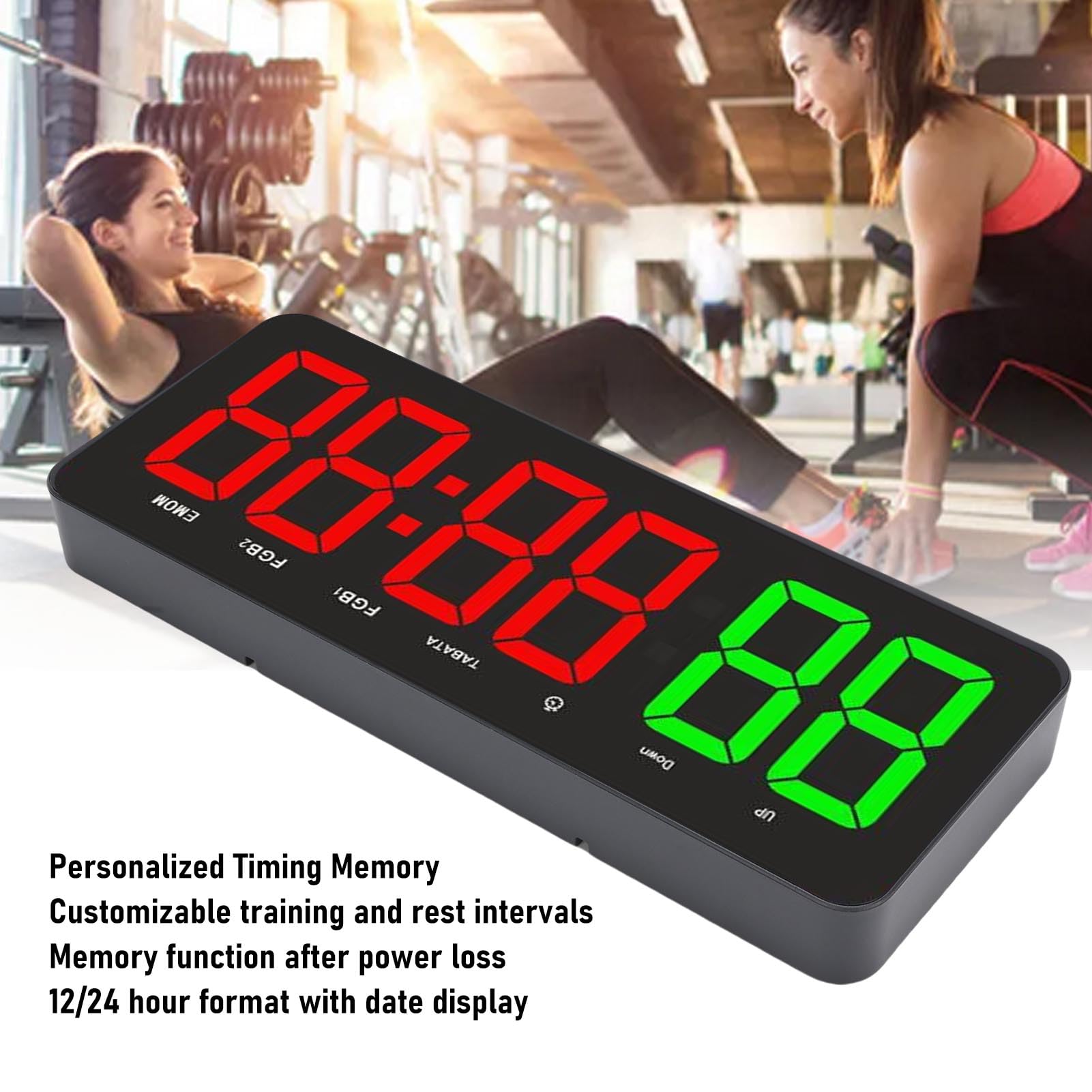 LICAEVEY Timer della Palestra, Muro di Orologio da Palestra Digitale da 12,4 Pollici con Intervallo di Avanzamento del Tempo di Avanzamento, Conto Alla Rovescia di Cronometro,
