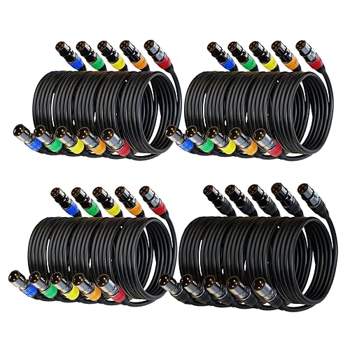 Miniatura 24 de Paquete de 2 cables de micrófono XLR de 25 pies, chapado en oro, macho a hembra, compatible con micrófonos, sistemas de altavoces, iluminación