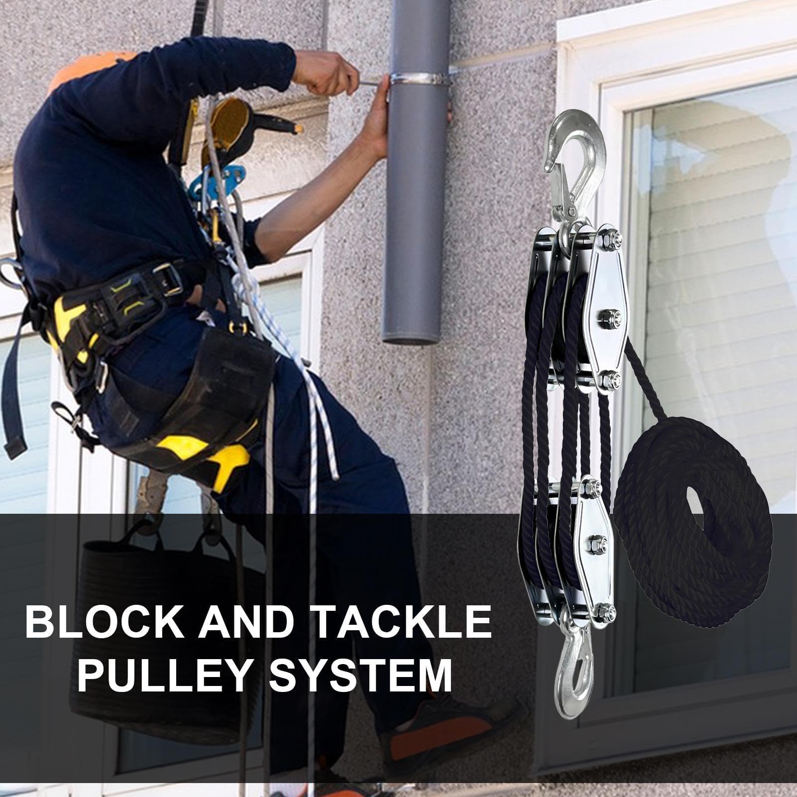 Robuster Seilzugblock und Angelgerät, 15,2 m Ratschenzug für Lagerbau, Last-Hebe-System und zuverlässige Hebelösung, 15,2 m