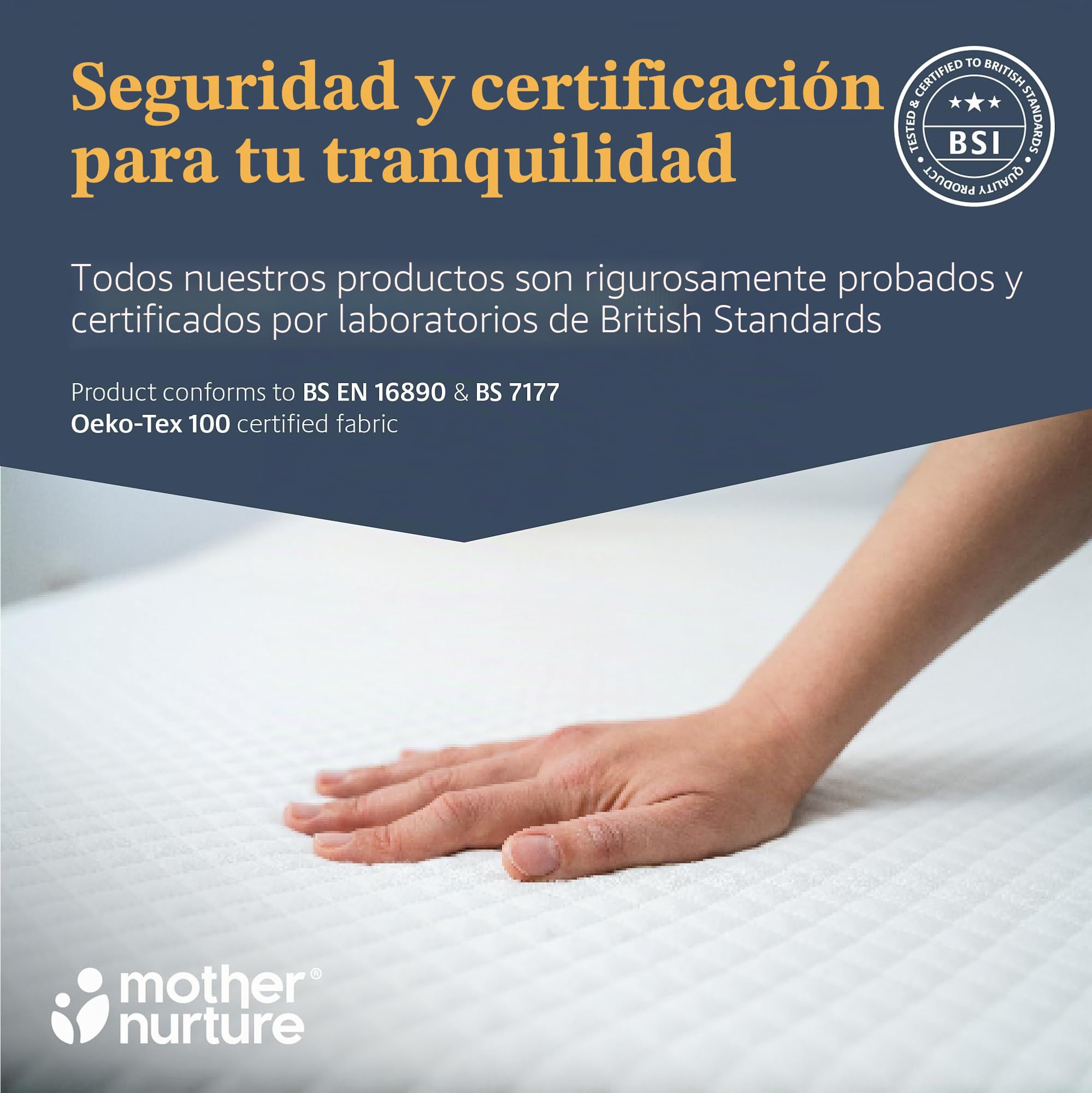 Mother Nurture Colchón clásico de fibra ecológica para cuna, blanco, 95 x 65 x 7,5 cm