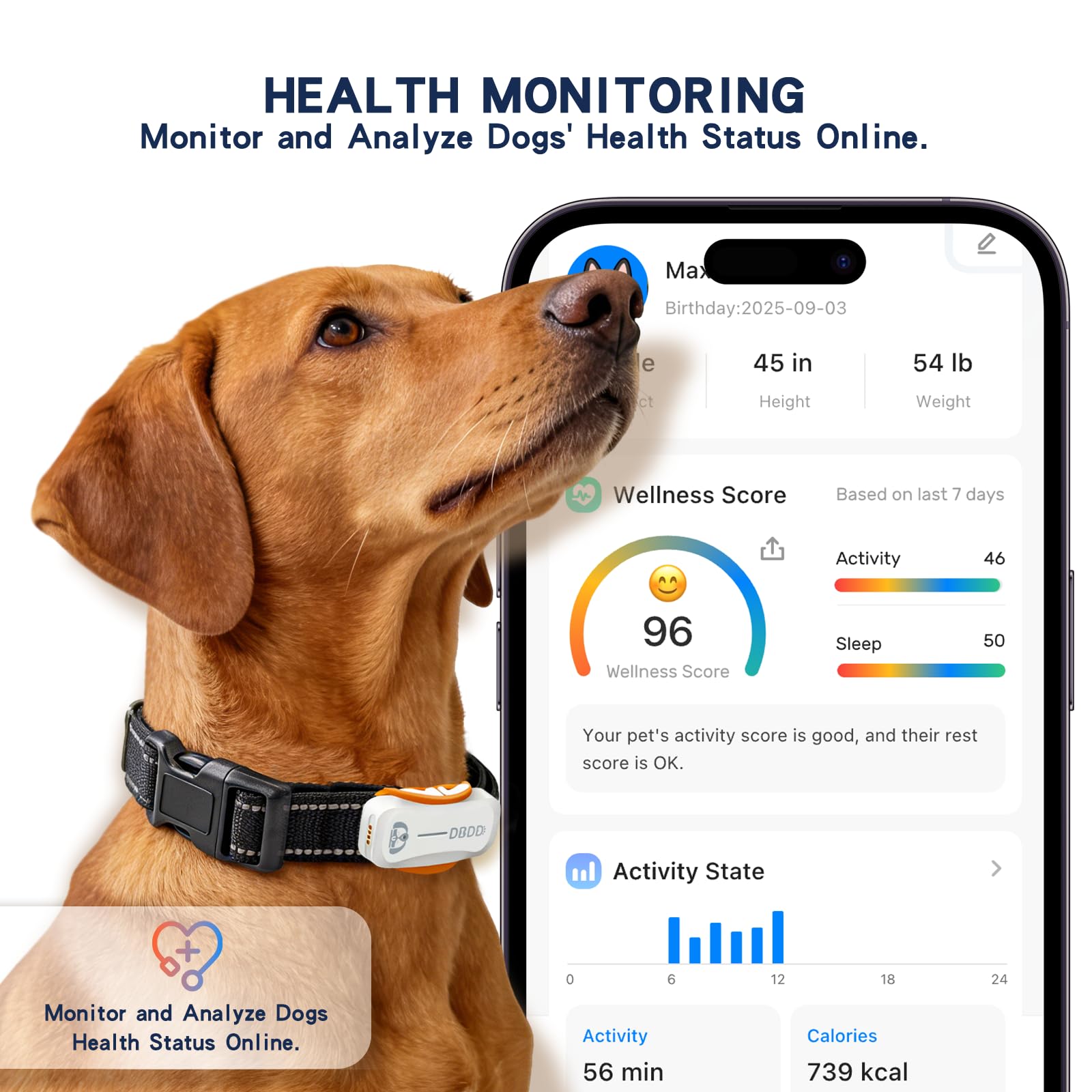 AI GPS Tracker for Dogs, Real Time Location and AI Vet Health Management, Electronic Fence, Waterproof, iOS and Android Compatible (White) - image 5