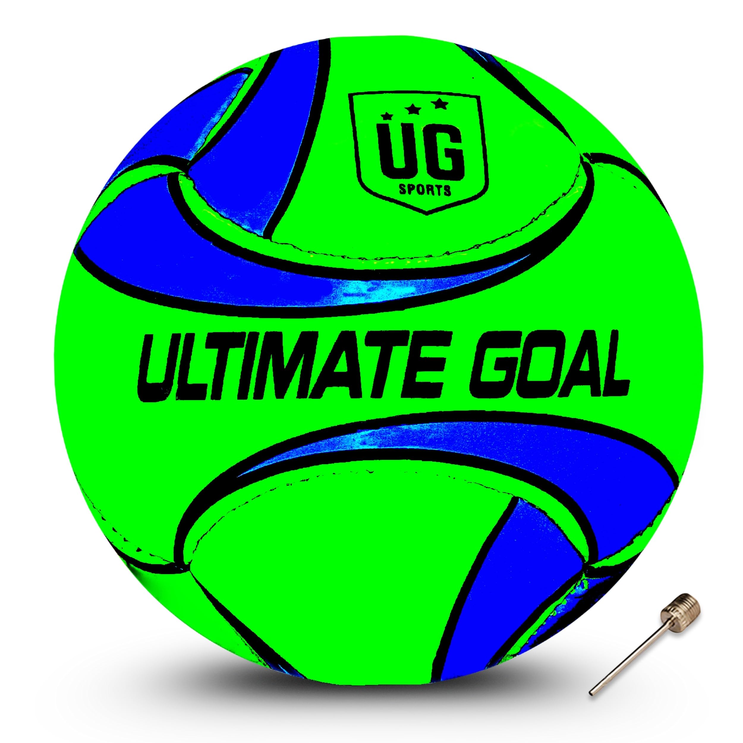 UG Sports Professional Football for Kids | Durable PVC Outdoor & Indoor Training Ball | Great for Learning & Recreation | Head Shooter Football Size- 3 (Green&Blue)-image-1