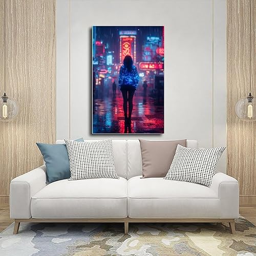 Miniatura 5 de Arte de pared de subcultura de niña neón  Póster estético de Cyberpunk Y2K  Lienzo retro futurista de moda callejera impresión lienzo póster arte de