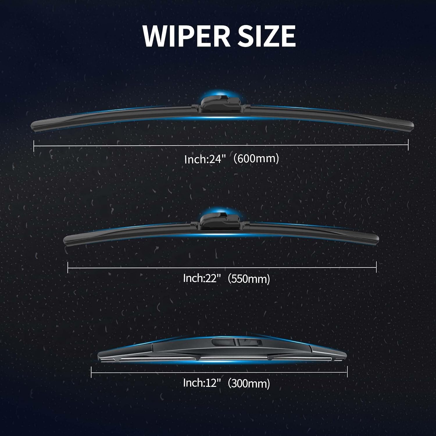 Replacement for Nissan Armada 2005 2006 2007 2008 2009 2010 2011 2012 2013 2014 2015 Windshield Wiper Blades, 3 Pieces of Car Front and Rear Window Wiper Blades