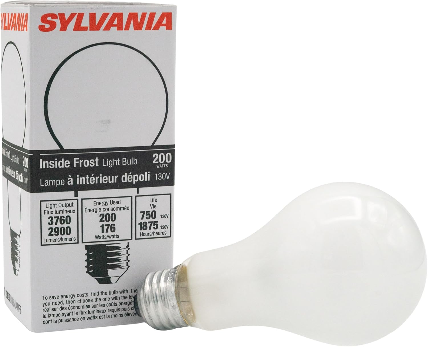 Sylvania Incandescent 200W A21 Utility Light Bulb, 3880 Lumens, 2850K, Medium Base, Clear, Soft White - 2 Pack (15476)