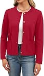 WEACZZY Cardigan for Women Solid Button Down Long Sleeve Classic Crew Neck Knit Cardigan Sweater