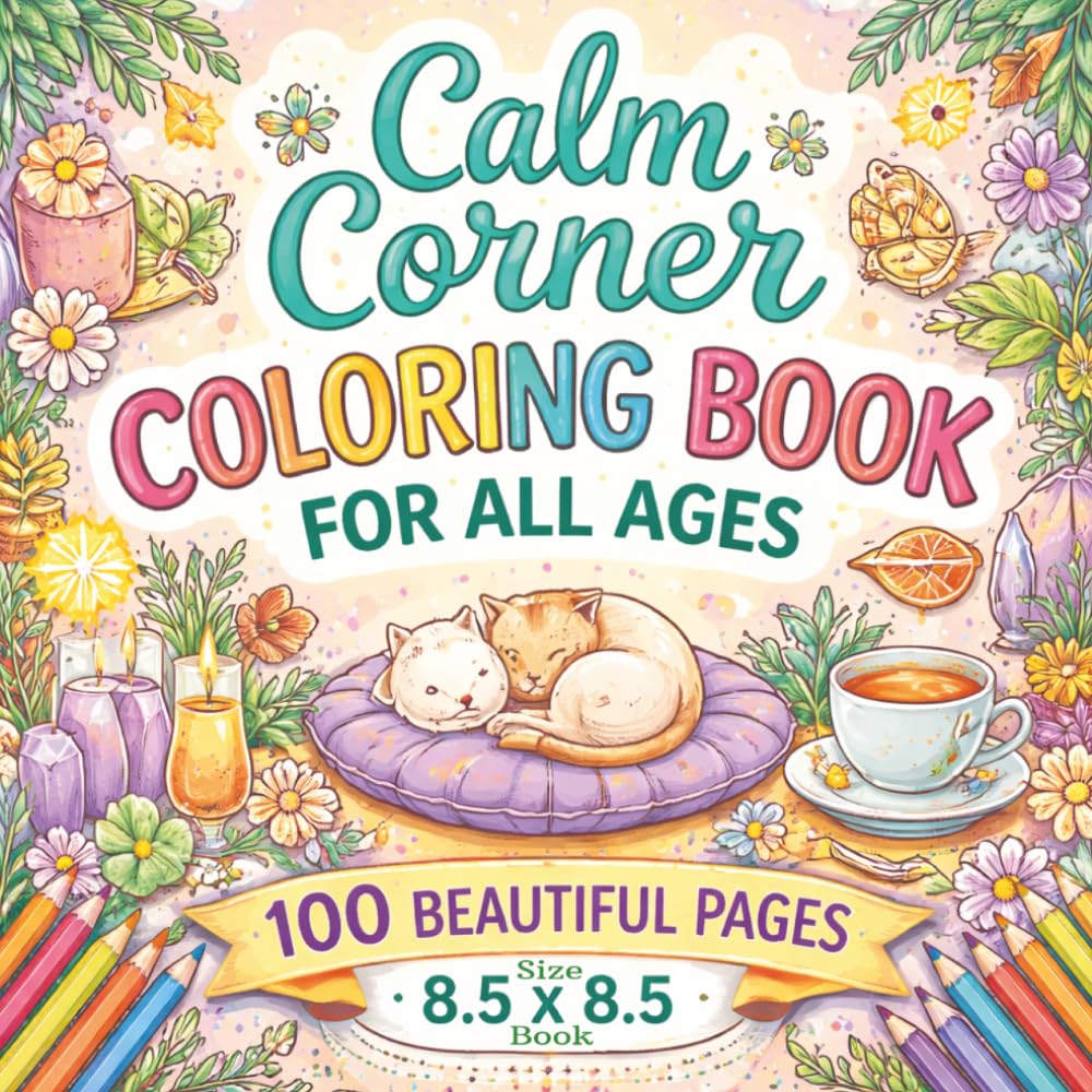 Calm Corner Coloring Book For All Ages: A Relaxing Collection of 100 Soothing and Mindful Coloring Pages Designed to Inspire Peace, Ease Stress, and ... Designs for Quiet Moments, and Calm Breaks.