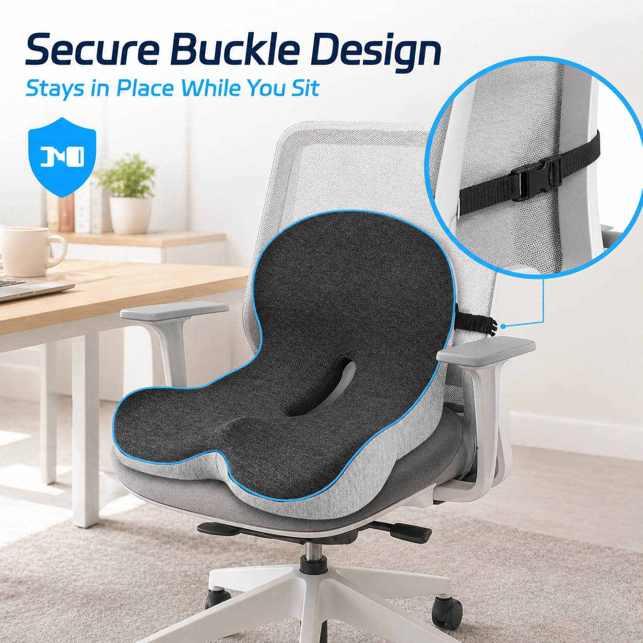 Cuscino Lombare Auto, Cuscino Lombare Sedia Ufficio, Cuscino Ergonomico Sedia Ufficio, Supporto Lombare per Auto, Design a L Con Fibbia, per Sedia, per Guida