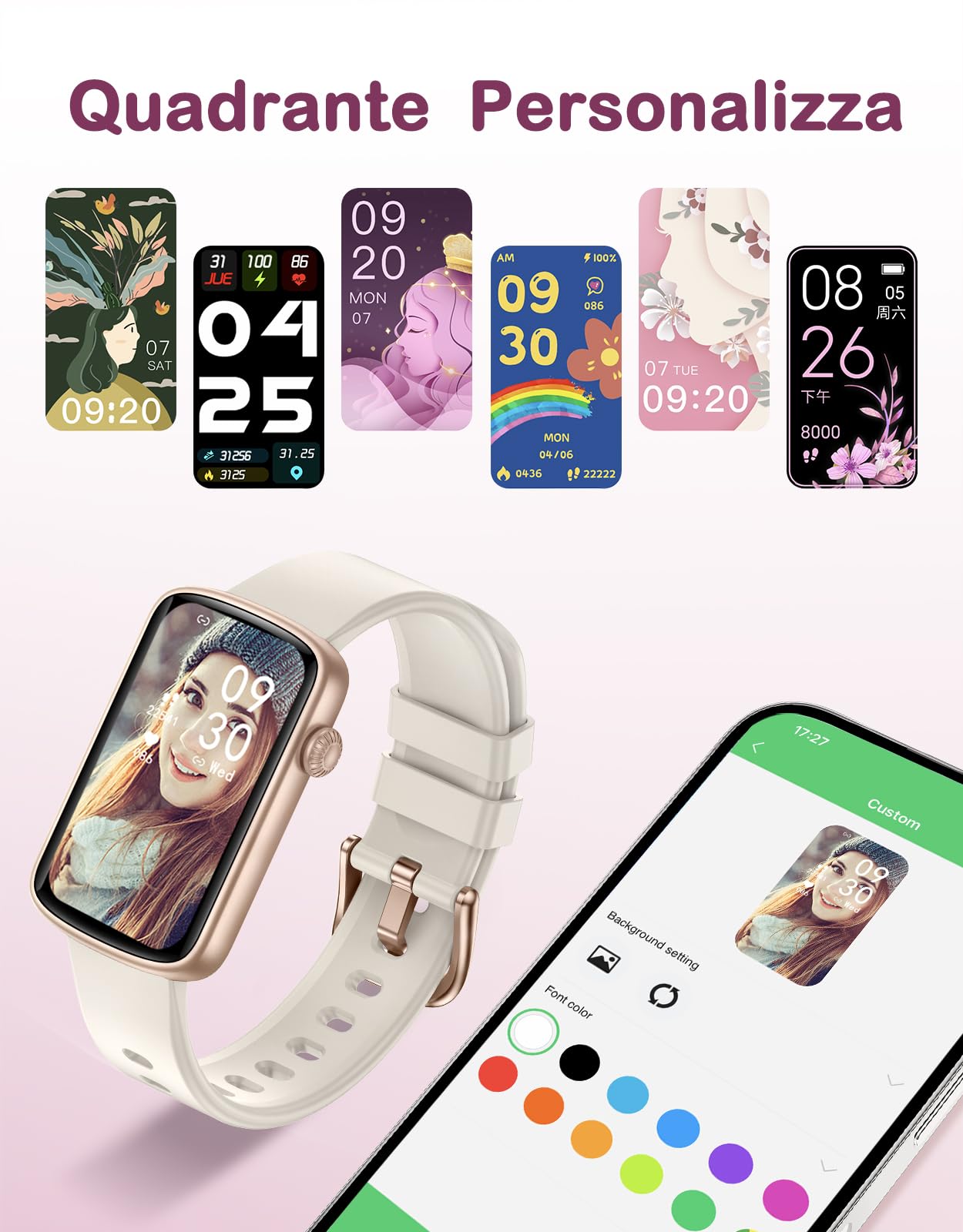 Smartwatch Donna Piccolo Elegante Orologio Fitness Display AMOLED Contapassi Cardiofrequenzimetro SpO2 Ciclo Mestruale Sonno Notifiche Impermeabile 5ATM Idee Regalo Donna per Android iOS