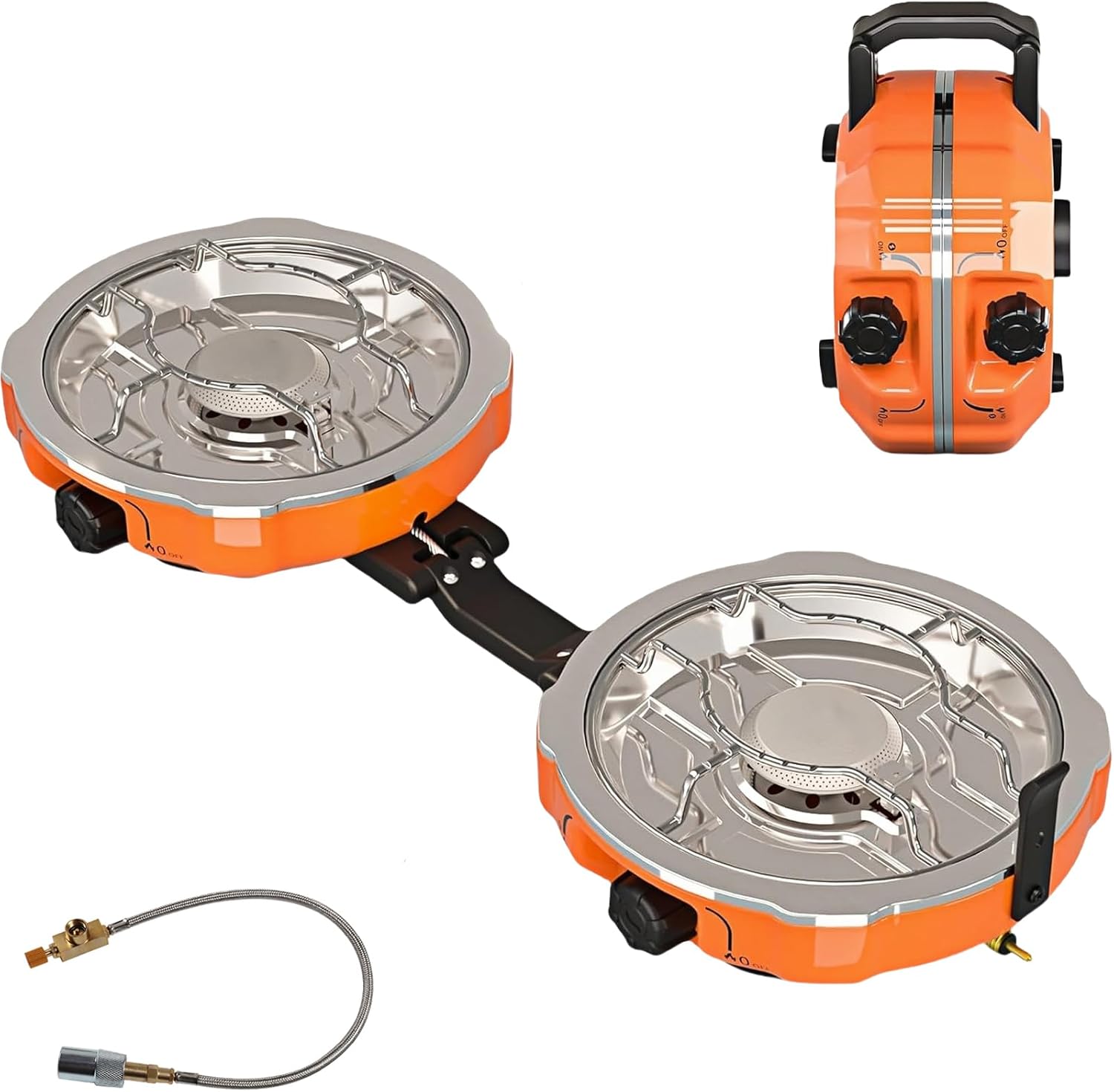 2 Burner Camping Stove Gas Portable, Foldable Camping Gas Stove with 20000 BTU Adjustable Burners & Piezo Ignition, for Camping, Picnic Cooking Essentials Gear