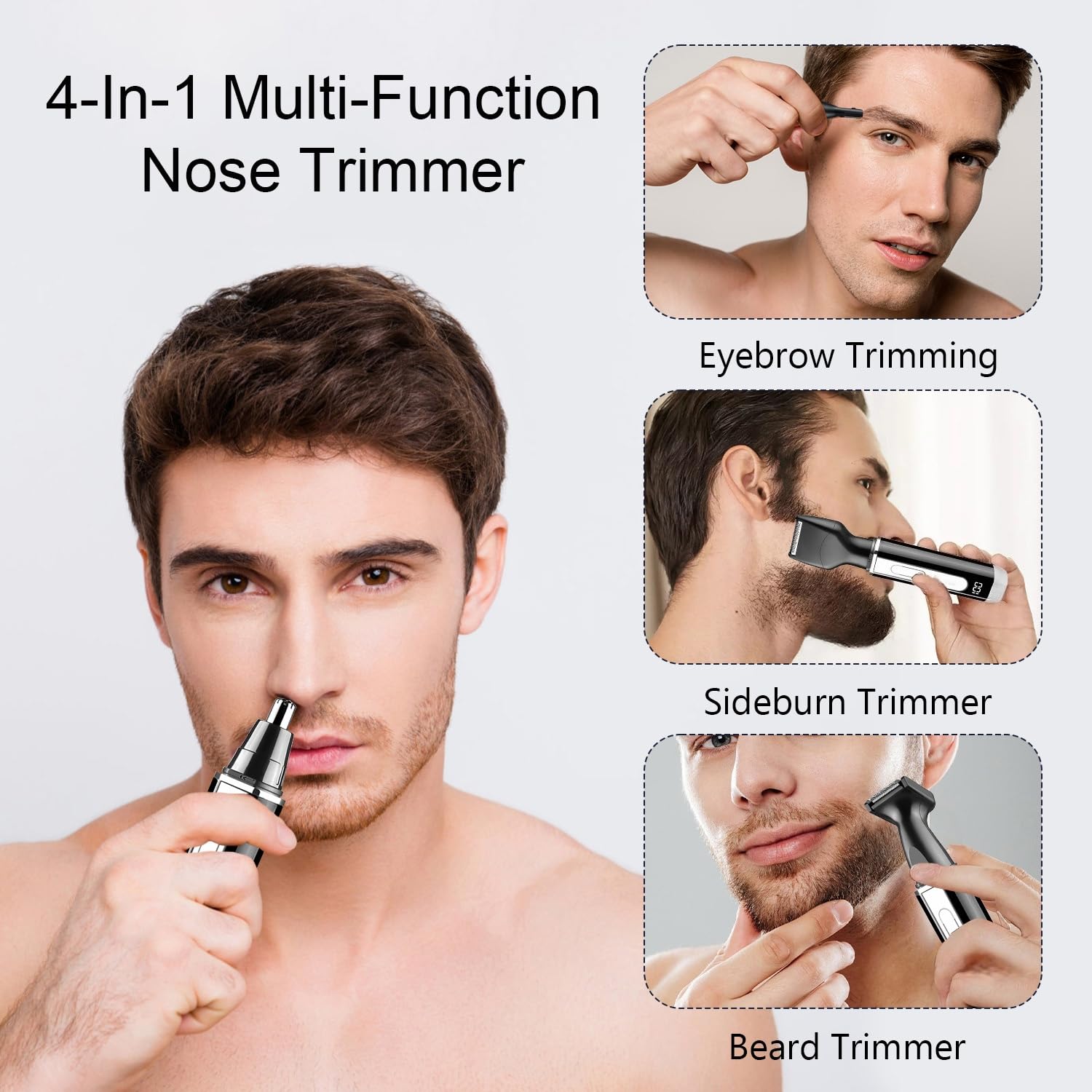 Recortadora de pelo para cejas y nariz para hombres y mujeres: 8500 RPM, carga USB, lavable, indicador LED