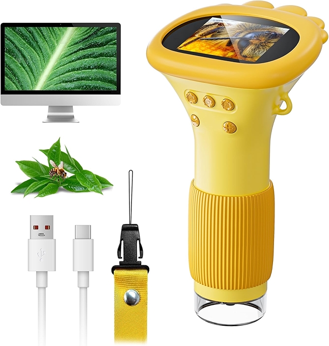 SKYBASIC Portable Handheld Digital Microscope for Kids - Orange