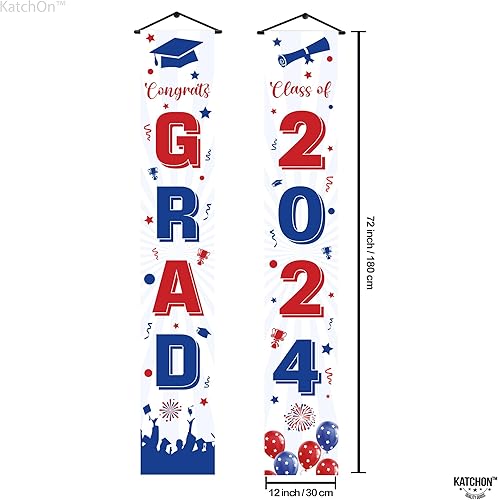 Miniatura 2 de KatchOn, Cartel de graduación de felicitaciones rojas y azules – 72 x 12 pulgadas, NO DIY, pancarta de puerta de graduación, decoraciones de puerta