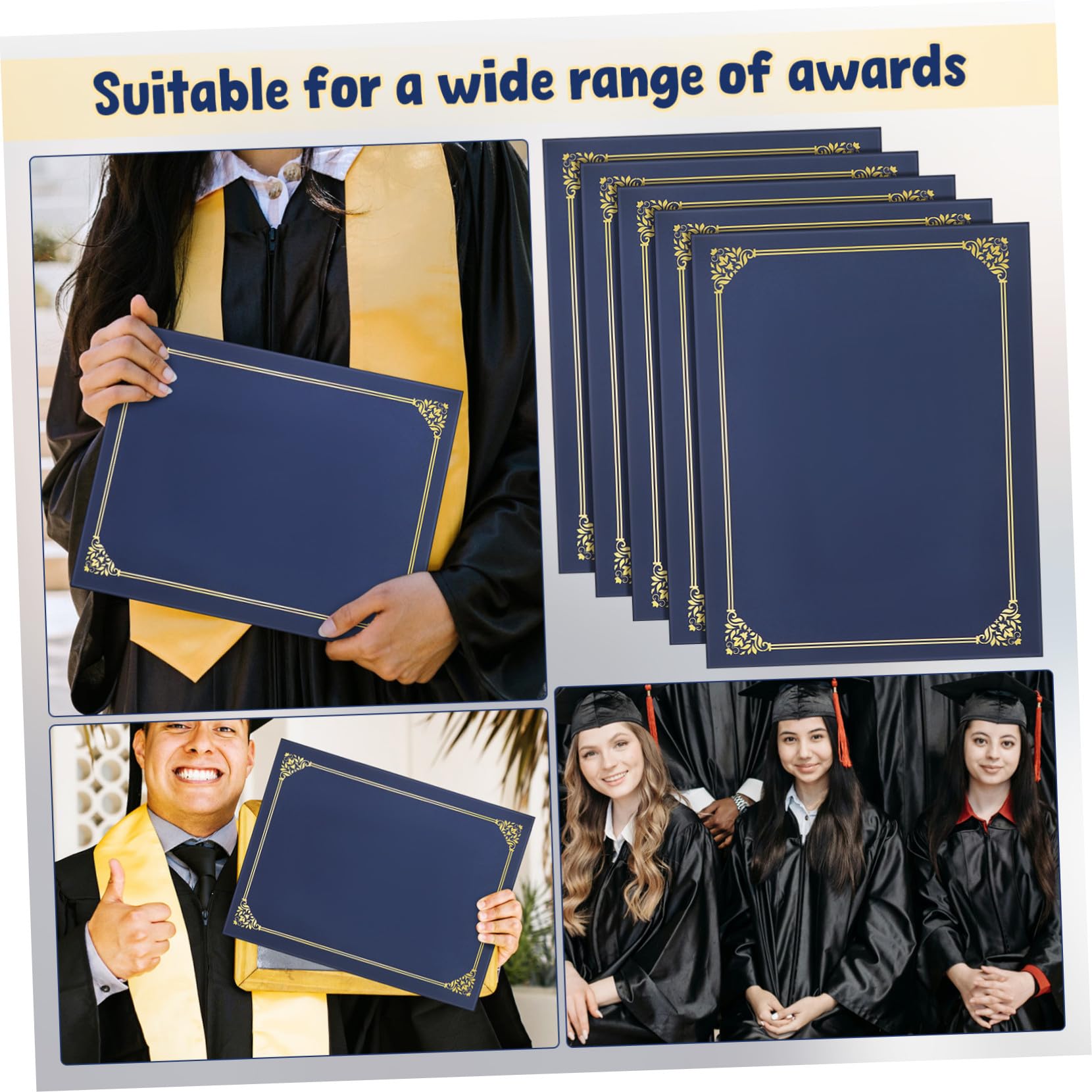 30 Stück Elegante Zertifikathüllen mit Goldfolie Rahmen Einzeln Einsetzbar für Urkunden Diplome Auszeichnungen für Schule Business und Feierlichkeiten