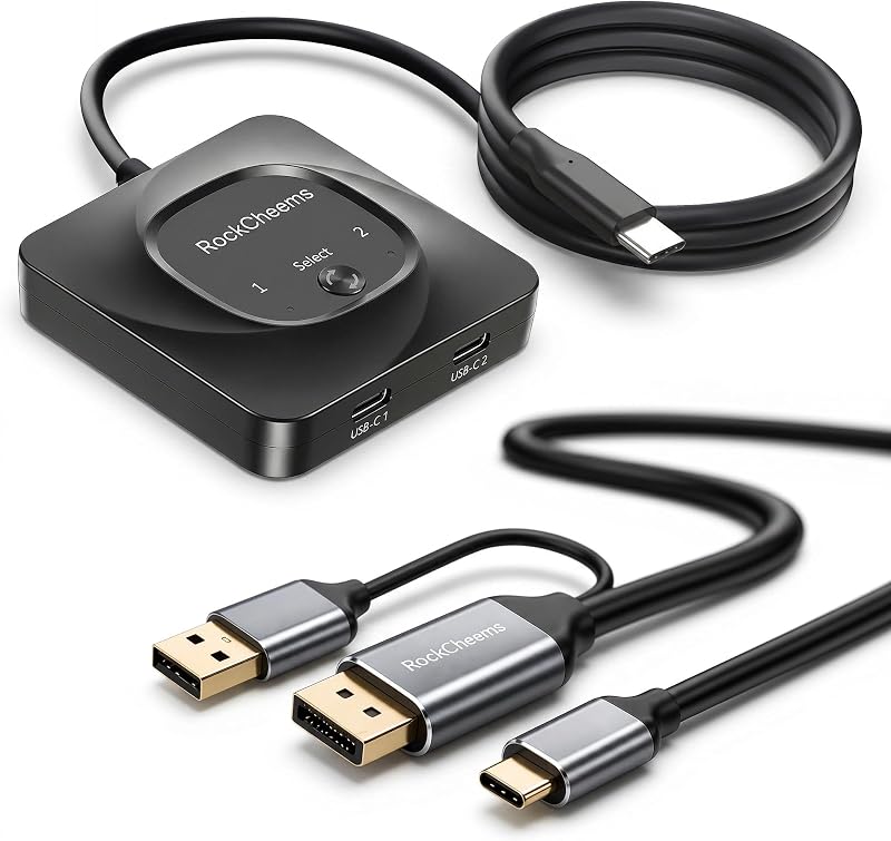 USB-C KVM Switch: Use Apple Studio Display/XDR with Windows PC & Mac, Displayport to USB-C Bridge, Supports Built-in Camera/Mic/Audio/PD, LG Ultrafine, ASUS ProArt, 5K@120Hz 6K@60Hz