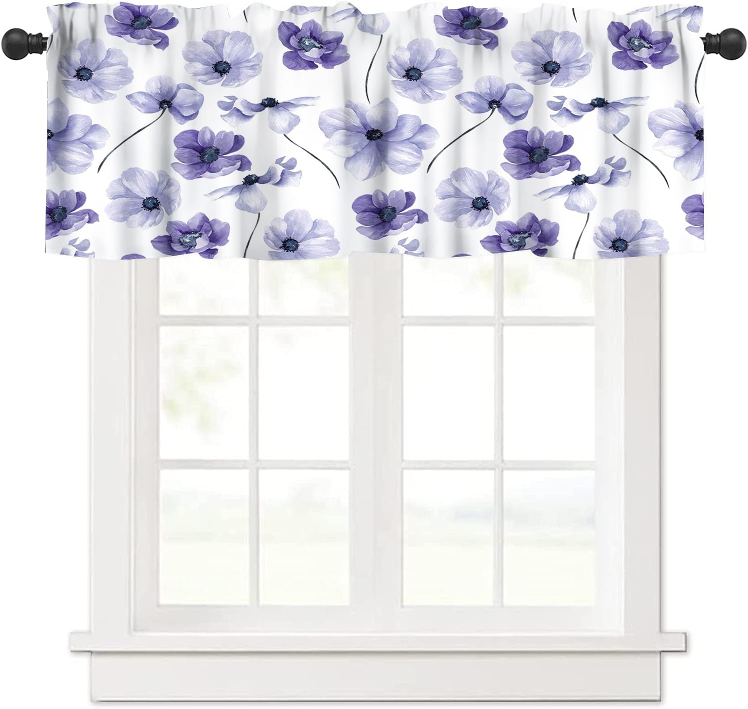 Sunflower Flower Valance Curtain for Kitchen Rural Watercolor Spring Summer Natural Eucalyptus Plant Leaves Sunflower Flowers Window Treatment Valances Curtains for Girls Living Room Bedroom 54x18In