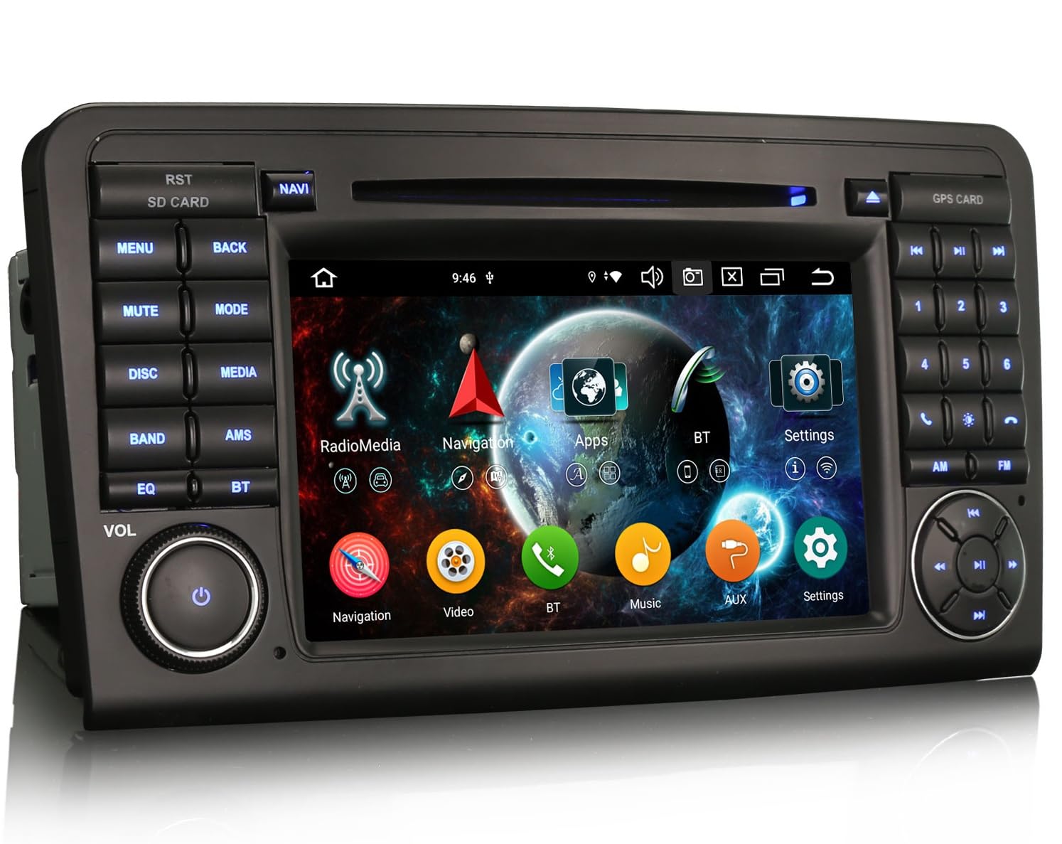 Android 16 DVD Autoradio pour Carplay Mercedes Benz Classe ML/GL W164 X164 | 8 cœurs 4Go 64Go GPS Navigateur sans fil Android Auto GPS DSP Lecteur CD Bluetooth 5.0 WiFi Écran tactile