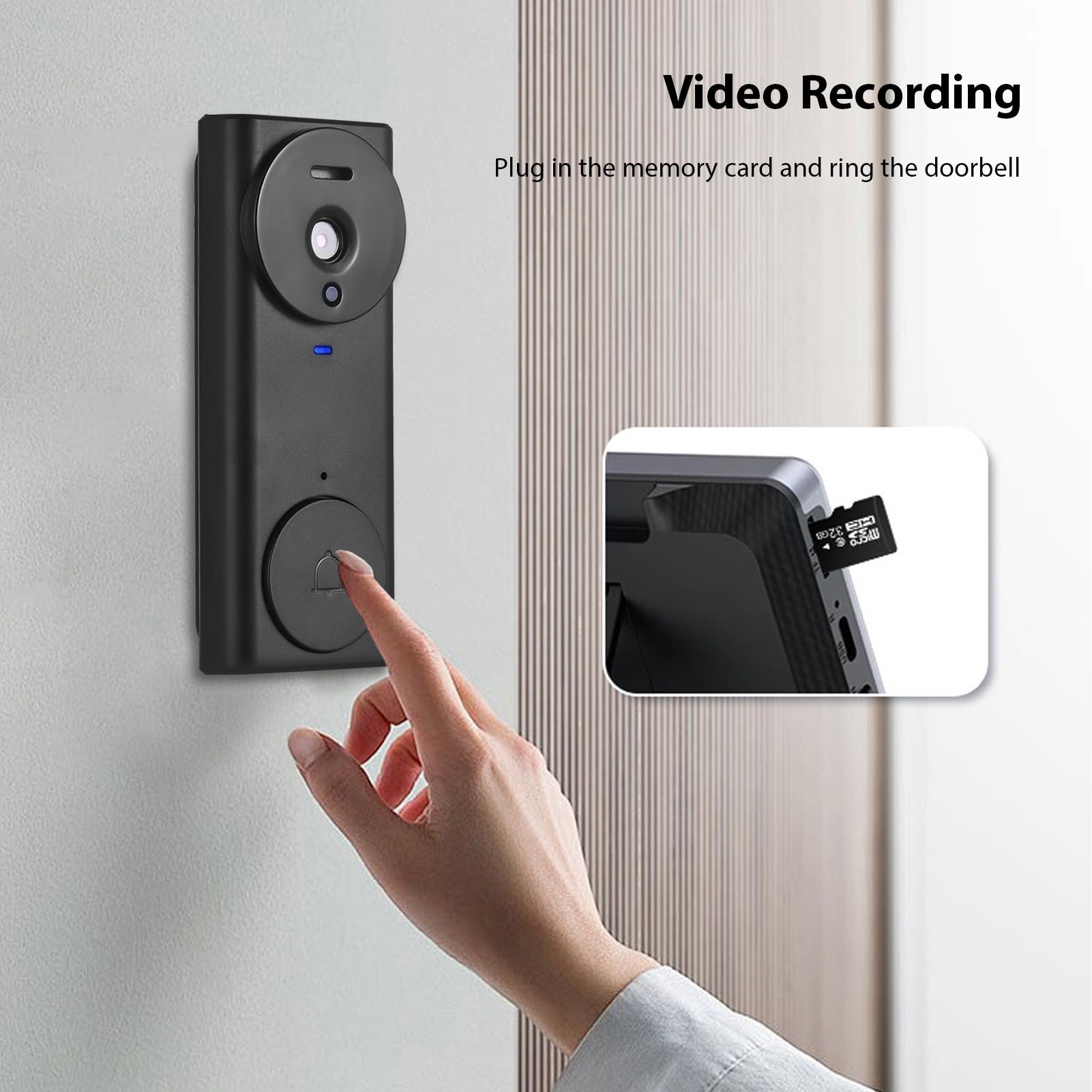 Cámara de timbre de vídeo inalámbrica 2.4G con pantalla de monitor, pantalla 4.3 IPS, videoportero, kit de cámara, visión nocturna de 170 grados, micrófono HiFi, intercomunicador de 2 vías