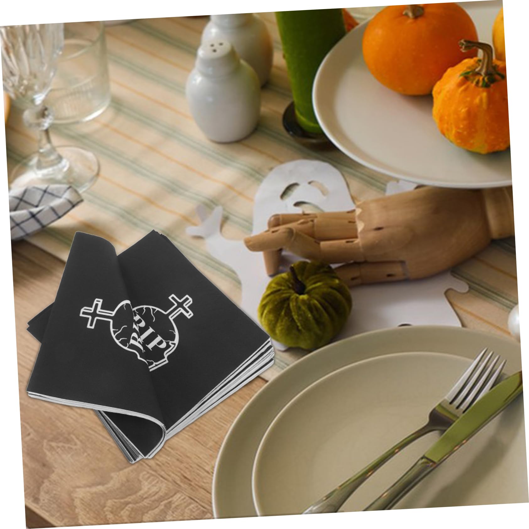 ABOOFAN 20 Pezzi Tovaglioli Neri da Festa Tema Lapide in Carta ad Alta Assorbenza Decorativi e Pratici per Party Compleanno Fine Anni 20 Decorazione Unica e Creativa