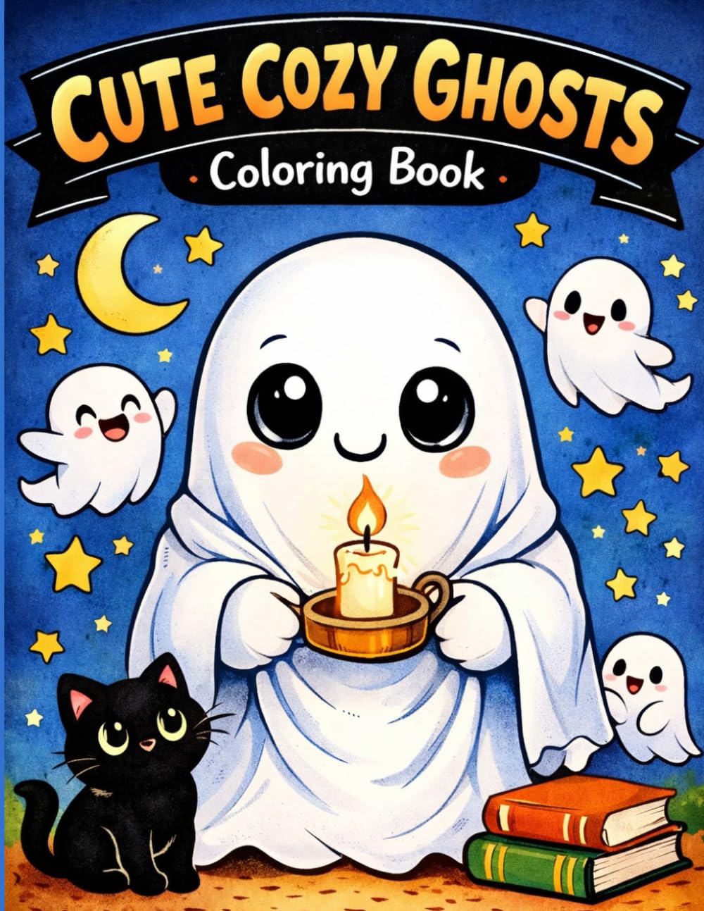 Cute Cozy Ghosts Coloring Book: Funny, Friendly Ghost Pages for Relaxation